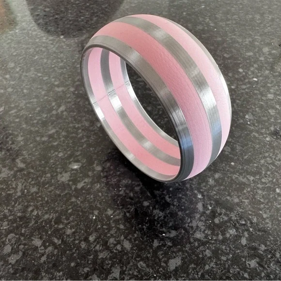 Set of 2 Pink and Silver Striped Bangles - 3D Printed - Picture 5 of 5